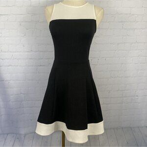 H&M Black and White Sleeveless Fit-and-Flare Mini Dress
